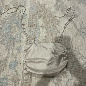 New beginning boutique cropped gold ruched top with straps